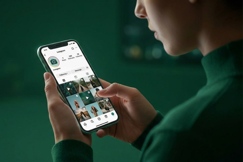 Insta Reveal unlock screen showing revealed private Instagram photos and follower details